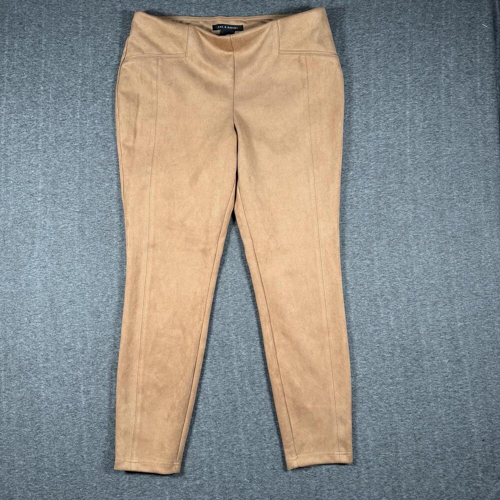 Zac & Rachel Pants Womens Large Camel Faux Suede Stretch Pull On Skinny Leg Fall
